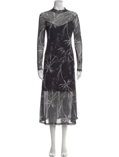 Pre-owned Allsaints Floral Print Long Dress In Black