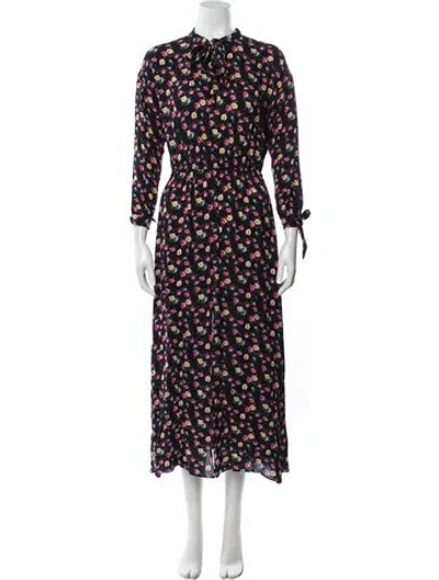Pre-owned Allsaints Floral Print Long Dress In Black