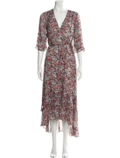 Pre-owned Allsaints Floral Print Long Dress In Black
