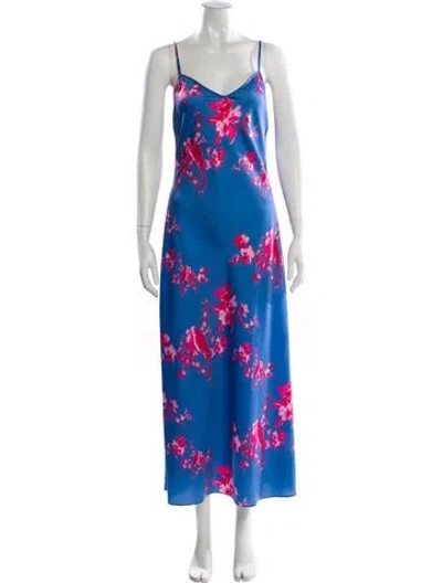 Pre-owned Allsaints Floral Print Long Dress In Blue