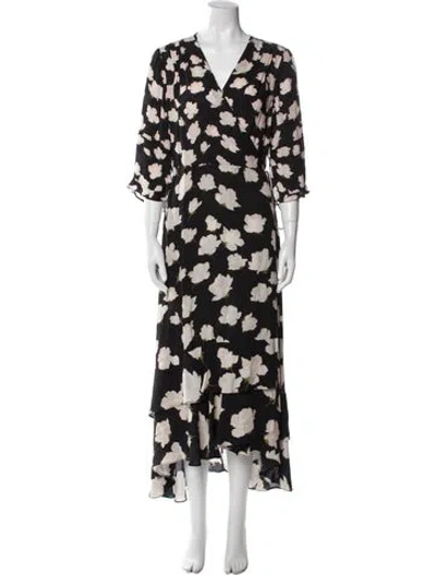 Pre-owned Allsaints Floral Print Long Dress In Blue