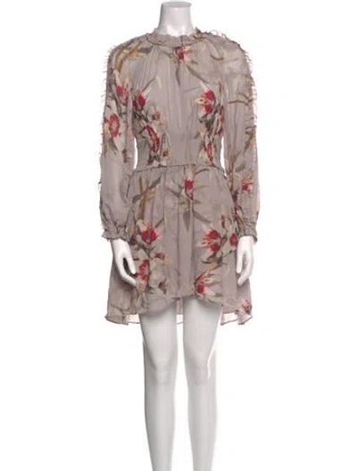 Pre-owned Allsaints Floral Print Long Dress In Gray