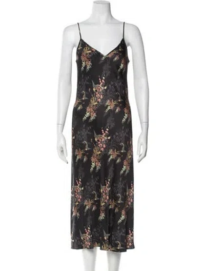 Pre-owned Allsaints Floral Print Long Dress In Gray