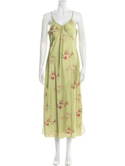 Pre-owned Allsaints Floral Print Long Dress In Green