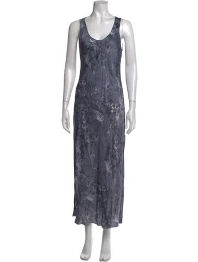 Pre-owned Allsaints Floral Print Long Dress In Grey