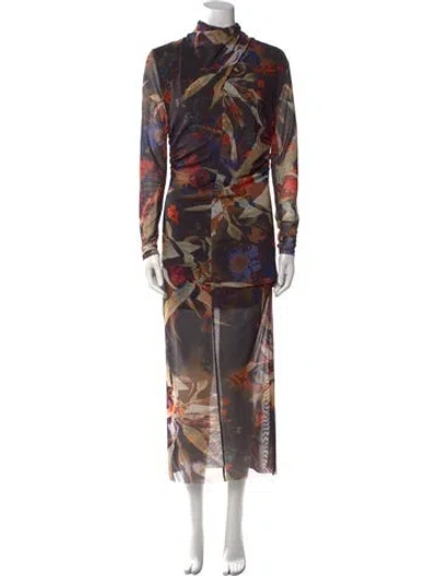 Pre-owned Allsaints Floral Print Long Dress In Multi