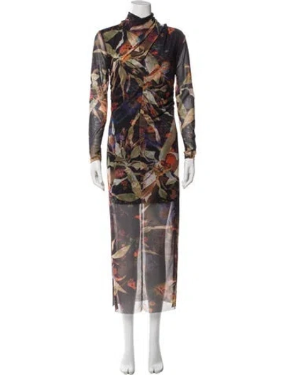 Pre-owned Allsaints Floral Print Long Dress In Multi