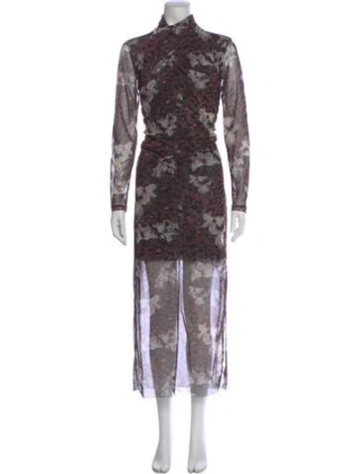 Pre-owned Allsaints Floral Print Long Dress In Multi