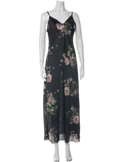 Pre-owned Allsaints Floral Print Long Dress In Multicolor