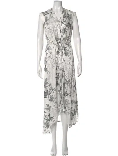 Pre-owned Allsaints Floral Print Long Dress In Neutral