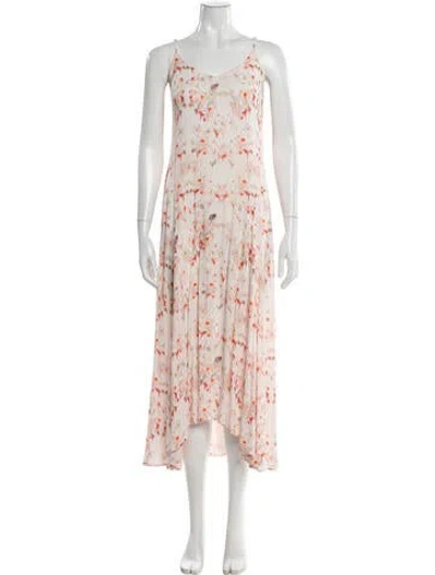 Pre-owned Allsaints Floral Print Long Dress In Neutral