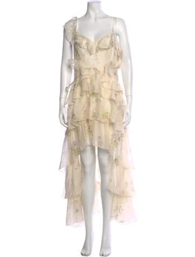 Pre-owned Allsaints Floral Print Long Dress In Neutral