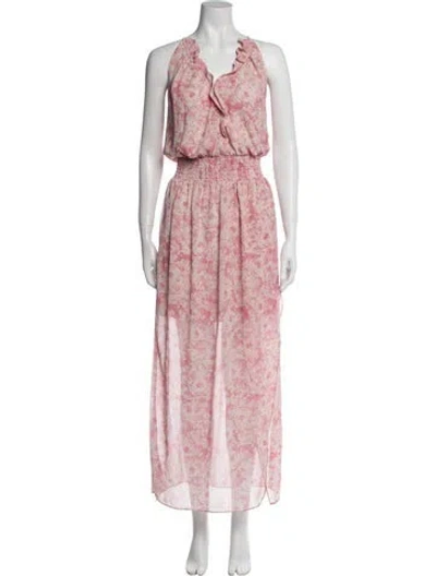 Pre-owned Allsaints Floral Print Long Dress In Pink