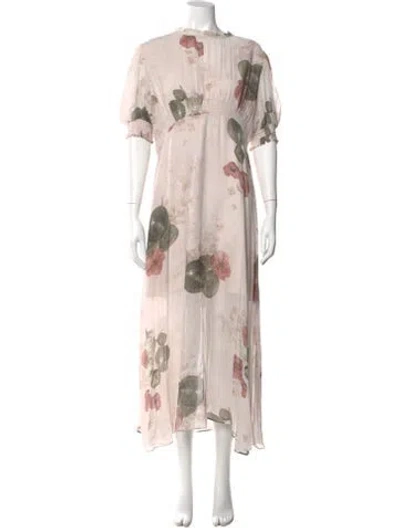 Pre-owned Allsaints Floral Print Long Dress In Pink