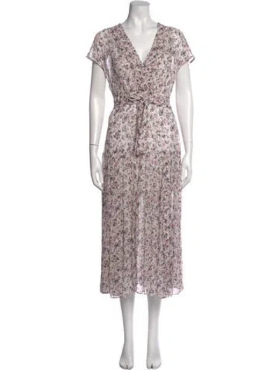 Pre-owned Allsaints Floral Print Long Dress In Pink