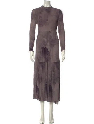 Pre-owned Allsaints Floral Print Long Dress In Purple