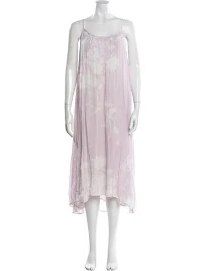 Pre-owned Allsaints Floral Print Long Dress In Purple