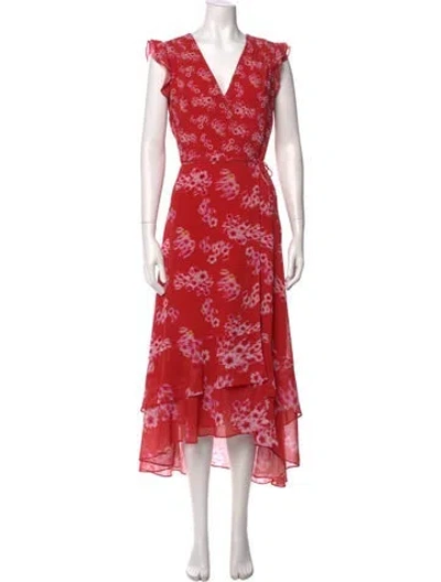 Pre-owned Allsaints Floral Print Long Dress In Red