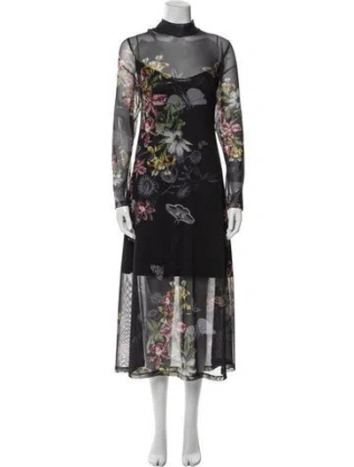 Pre-owned Allsaints Floral Print Long Dress W/ Tags In Blue