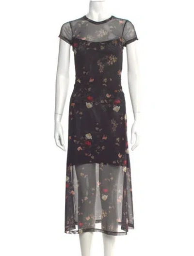 Pre-owned Allsaints Floral Print Long Dress W/ Tags In Multi