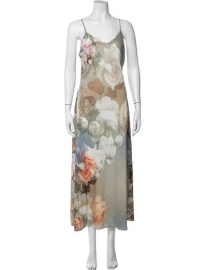 Pre-owned Allsaints Floral Print Long Dress W/ Tags In Multi