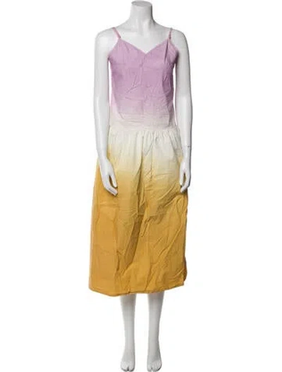 Pre-owned Allsaints Floral Print Long Dress In Yellow