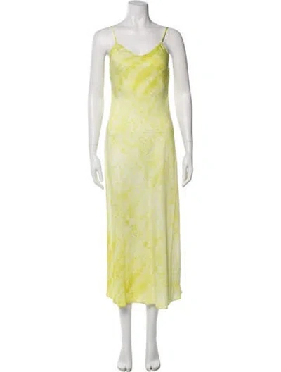 Pre-owned Allsaints Floral Print Long Dress In Yellow