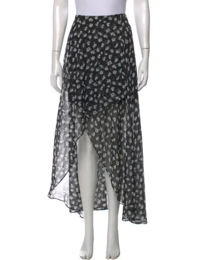 Pre-owned Allsaints Floral Print Long Skirt In Black