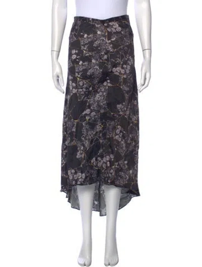 Pre-owned Allsaints Floral Print Long Skirt In Black