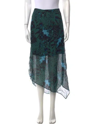 Pre-owned Allsaints Floral Print Long Skirt In Green