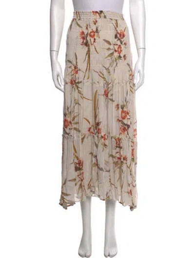 Pre-owned Allsaints Floral Print Long Skirt W/ Tags In Neutrals