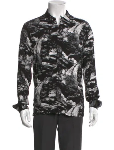 Pre-owned Allsaints Floral Print Long Sleeve Shirt In Blue