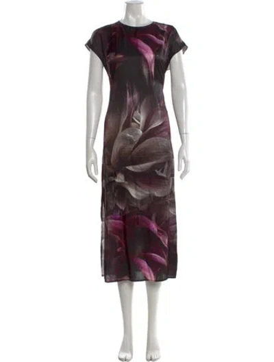 Pre-owned Allsaints Floral Print Midi Length Dress In Black