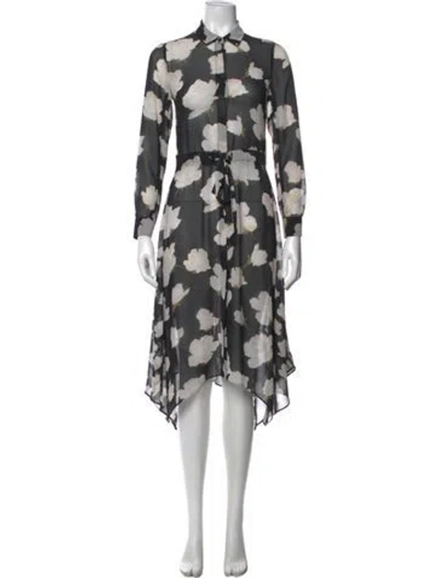 Pre-owned Allsaints Floral Print Midi Length Dress In Black