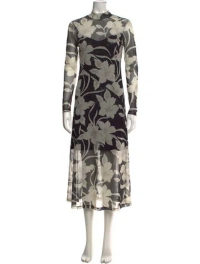 Pre-owned Allsaints Floral Print Midi Length Dress In Black/neutrals