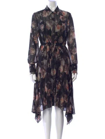 Pre-owned Allsaints Floral Print Midi Length Dress In Blue
