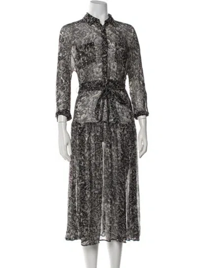 Pre-owned Allsaints Floral Print Midi Length Dress In Gray