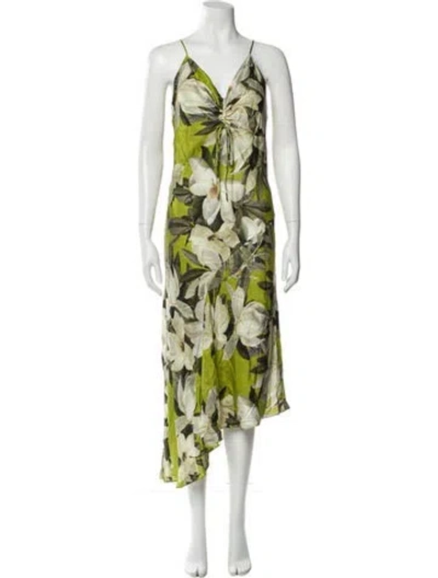 Pre-owned Allsaints Floral Print Midi Length Dress In Green