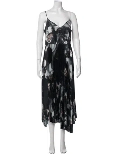 Pre-owned Allsaints Floral Print Midi Length Dress In Green