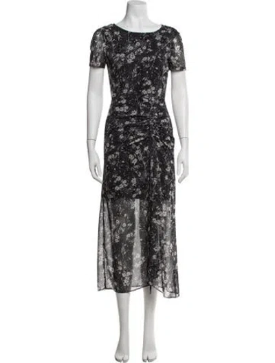 Pre-owned Allsaints Floral Print Midi Length Dress In Grey