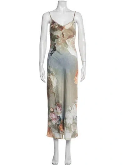 Pre-owned Allsaints Floral Print Midi Length Dress In Multicolor
