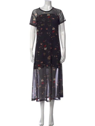 Pre-owned Allsaints Floral Print Midi Length Dress In Multicolor