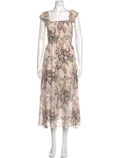 Pre-owned Allsaints Floral Print Midi Length Dress In Neutral
