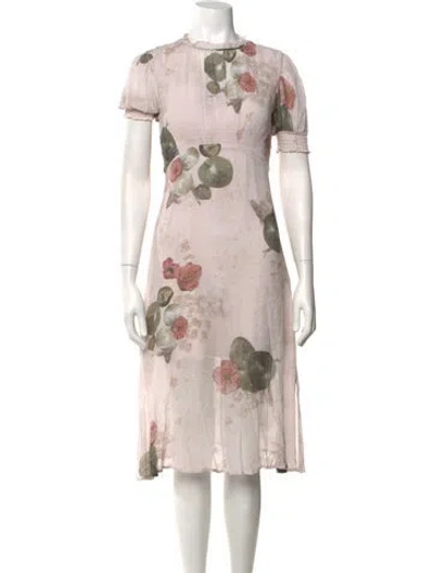Pre-owned Allsaints Floral Print Midi Length Dress In Neutrals