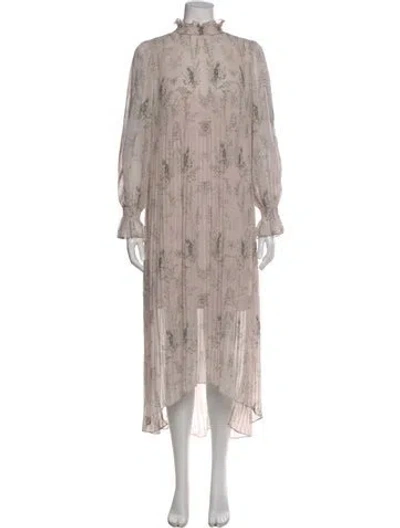 Pre-owned Allsaints Floral Print Midi Length Dress In Pink