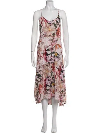 Pre-owned Allsaints Floral Print Midi Length Dress In Pink