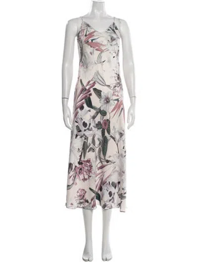 Pre-owned Allsaints Floral Print Midi Length Dress In Pink