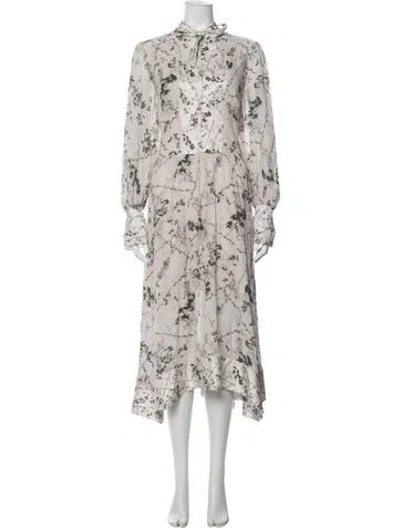 Pre-owned Allsaints Floral Print Midi Length Dress In Purple