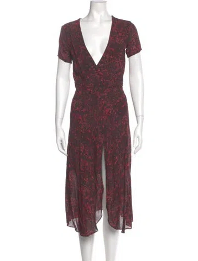 Pre-owned Allsaints Floral Print Midi Length Dress In Red