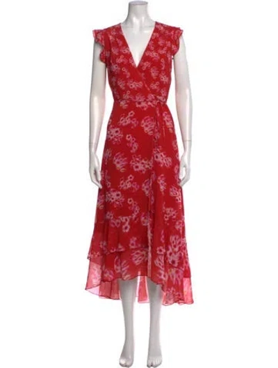 Pre-owned Allsaints Floral Print Midi Length Dress In Red